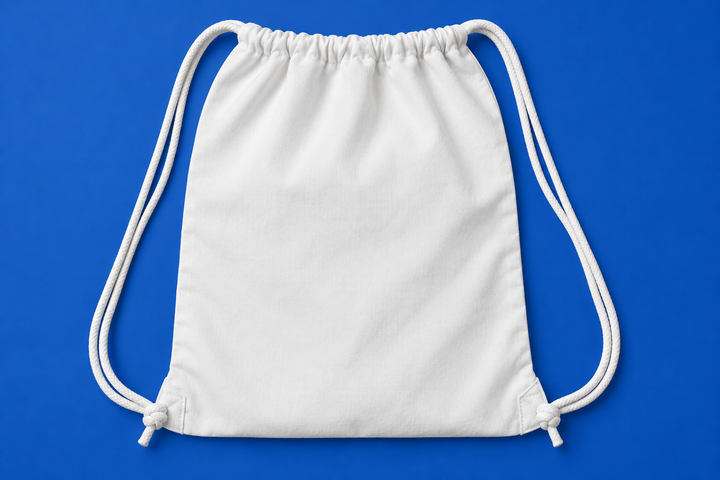 Drawstring Bag - Cobalt Flat Lay Mockup mockup template