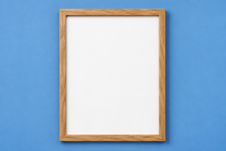Oak Framed Poster - Blue Gallery Mockup mockup template