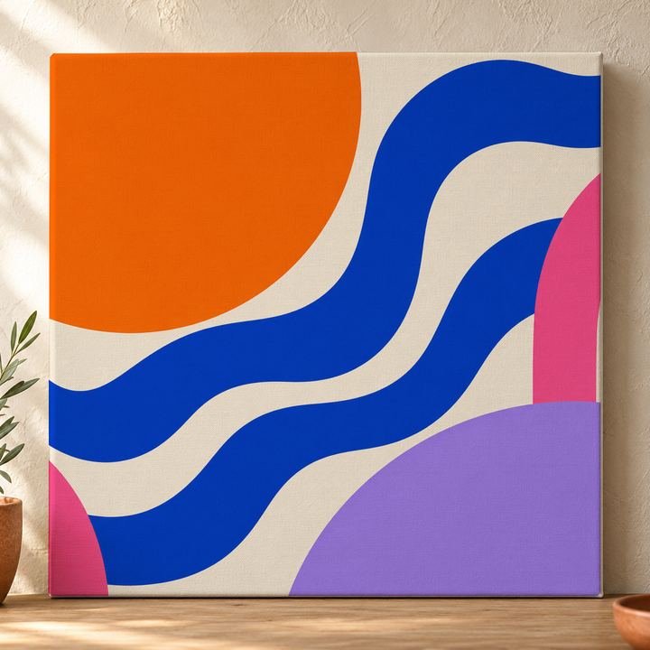 Colorful design on Stretched Canvas 1:1 square - Sunlit Plaster, Sunlit Plaster