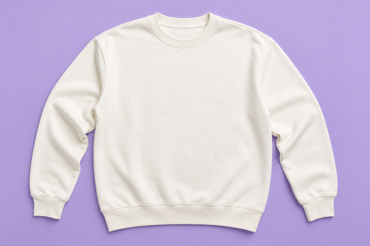Crewneck Sweatshirt - Purple Flat Lay Mockup mockup template