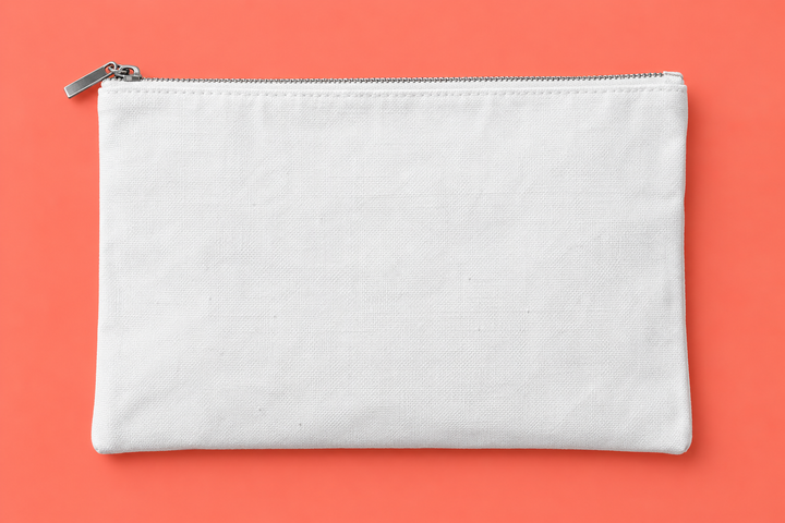 Zipper Pouch - Coral Desk Mockup mockup template