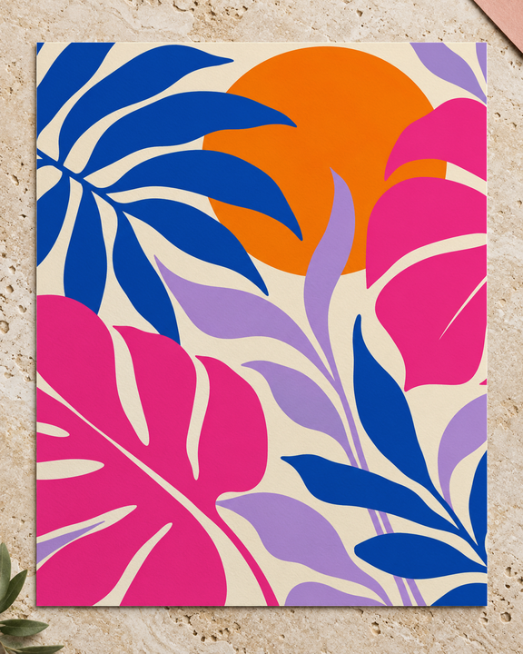 Colorful design on Matte Poster 4:5 portrait - Travertine Flat Lay, Travertine Flat Lay
