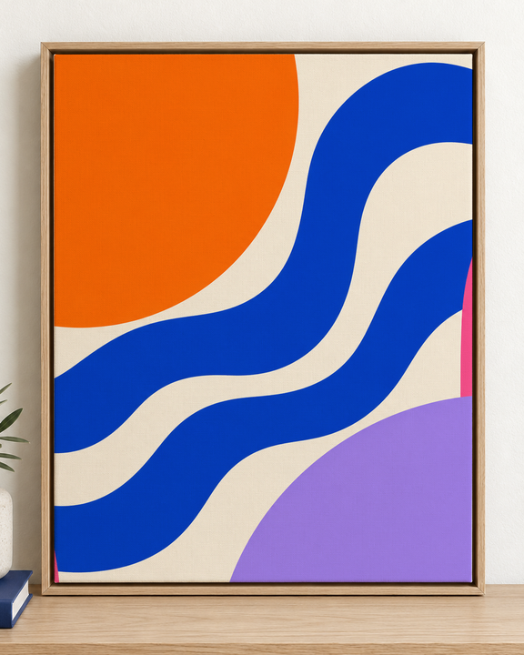 Colorful design on Framed Canvas 4:5 portrait - Oak Console, Oak Console