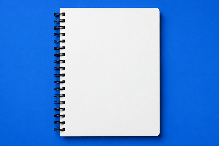 Spiral Notebook - Cobalt Desk Mockup mockup template