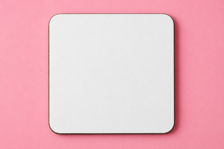 Square Coaster - Pink Flat Lay Mockup mockup template