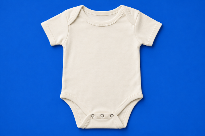 Baby Bodysuit - Cobalt Flat Lay Mockup mockup template