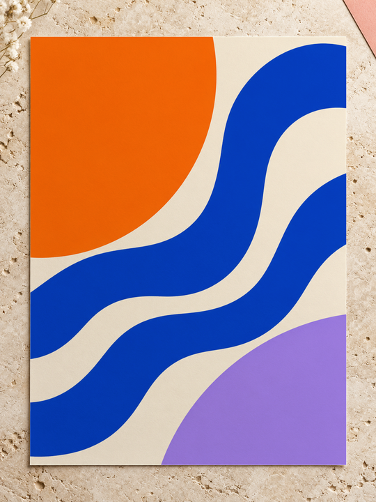Colorful design on Matte Poster 3:4 portrait - Travertine Flat Lay, Travertine Flat Lay