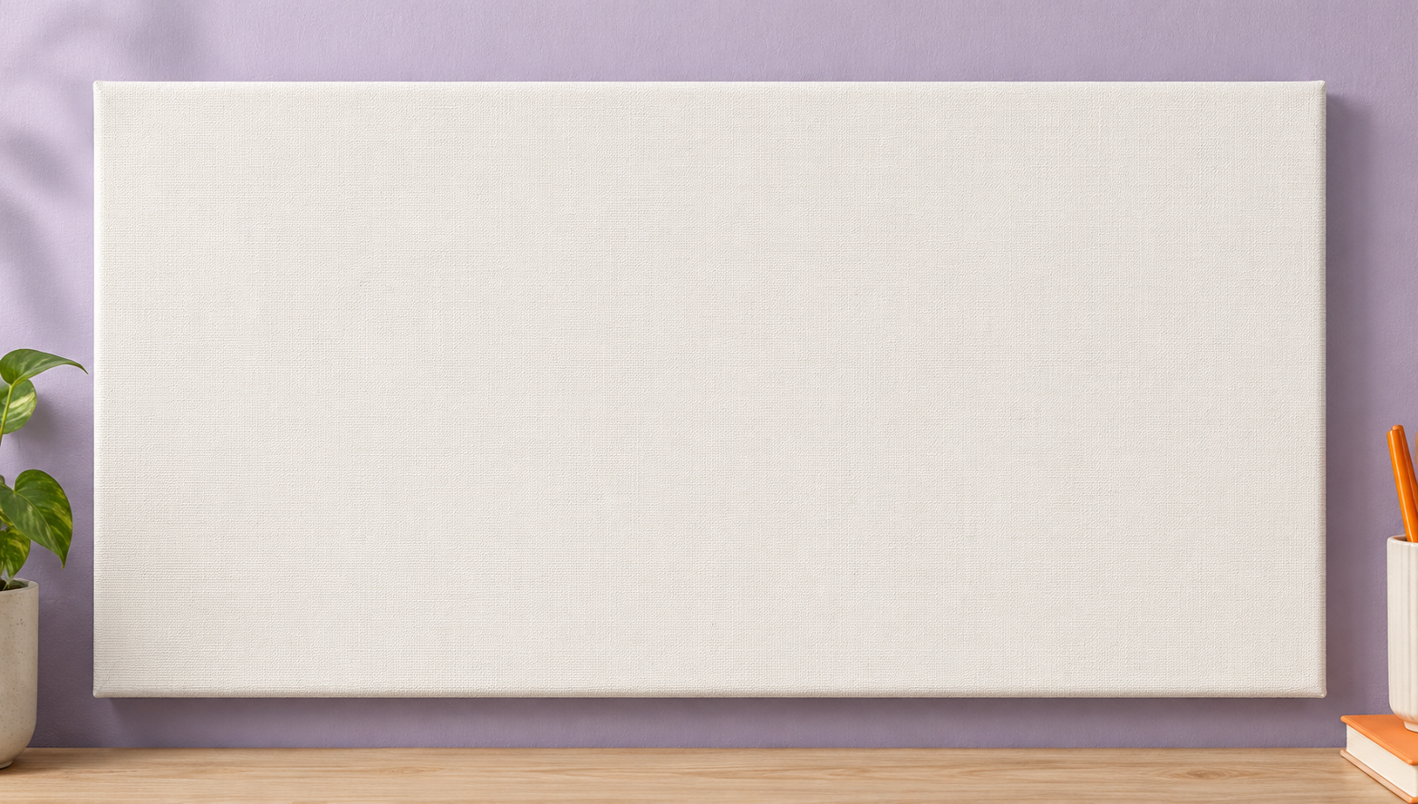 Colorful design on Stretched Canvas 2:1 landscape - Lavender Workspace, Lavender Workspace