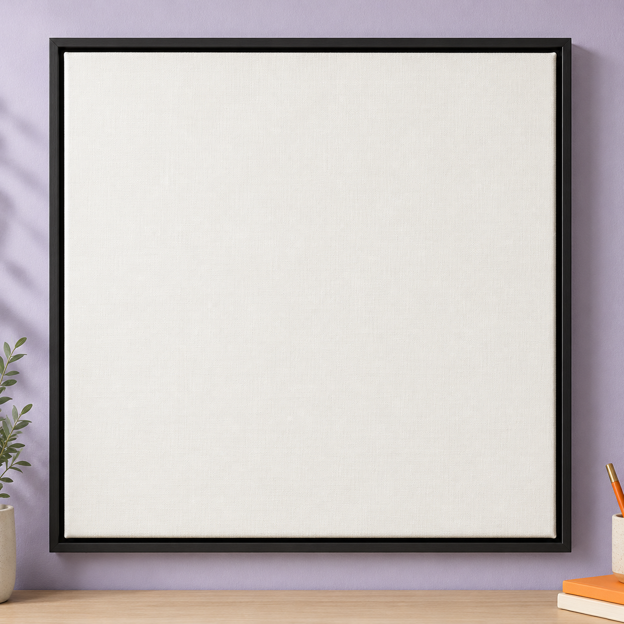 Colorful design on Framed Canvas 1:1 square - Lavender Workspace, Lavender Workspace