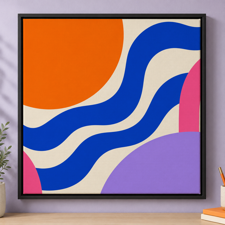 Colorful design on Framed Canvas 1:1 square - Lavender Workspace, Lavender Workspace