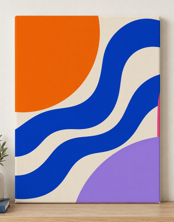Colorful design on Stretched Canvas 11:14 portrait - Oak Console, Oak Console