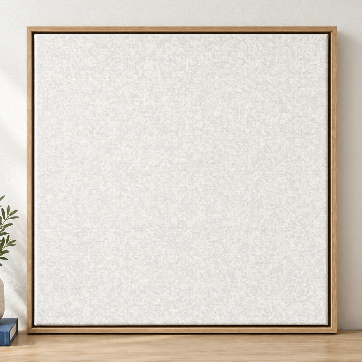 Colorful design on Framed Canvas 1:1 square - Oak Console, Oak Console