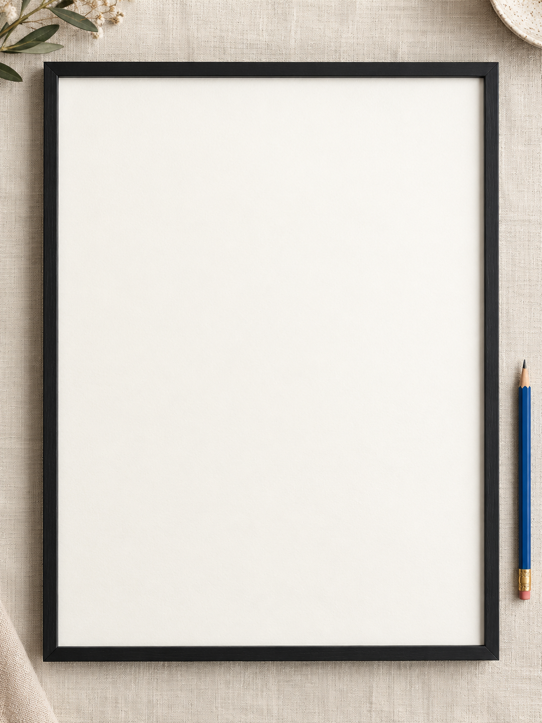 Colorful design on Framed Poster 3:4 portrait - Linen Desktop, Linen Desktop