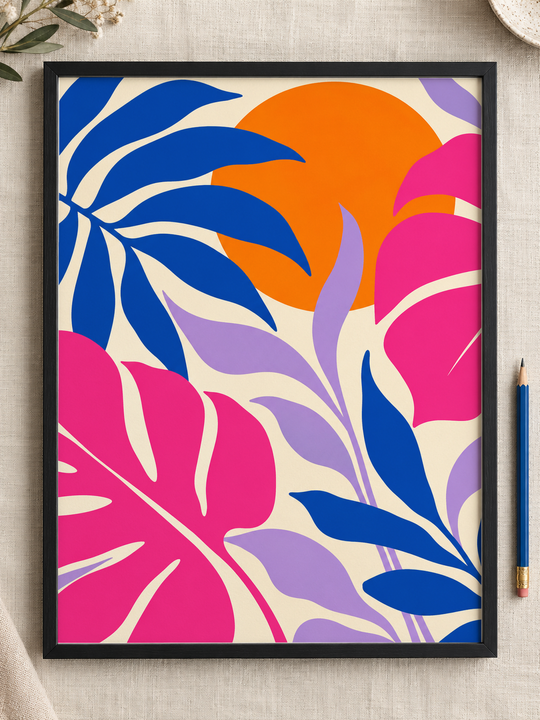 Colorful design on Framed Poster 3:4 portrait - Linen Desktop, Linen Desktop