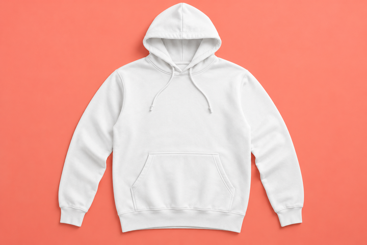 Pullover Hoodie - Coral Flat Lay Mockup mockup template