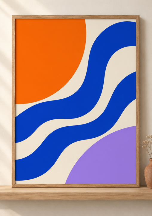 Colorful design on Framed Poster 3:4 portrait - Sunny Shelf, Sunny Shelf