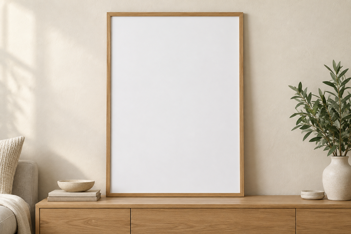 Framed Poster, blank product shown in front-facing framed wall print.