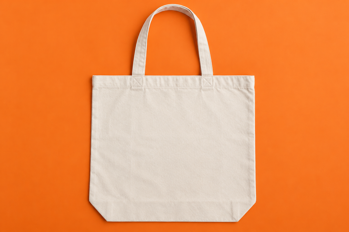 Cotton Tote - Orange Flat Lay Mockup mockup template